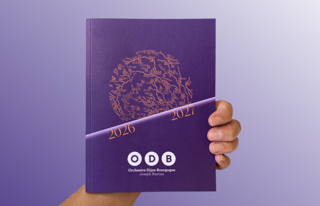 Brochure de saison 2026-2027 de l’Orchestre Dijon Bourgogne, conçue par Pauline Moretti